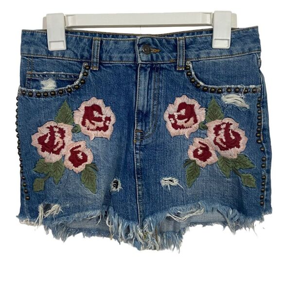 Free People Pants - Free People High Waisted Floral Jean Shorts